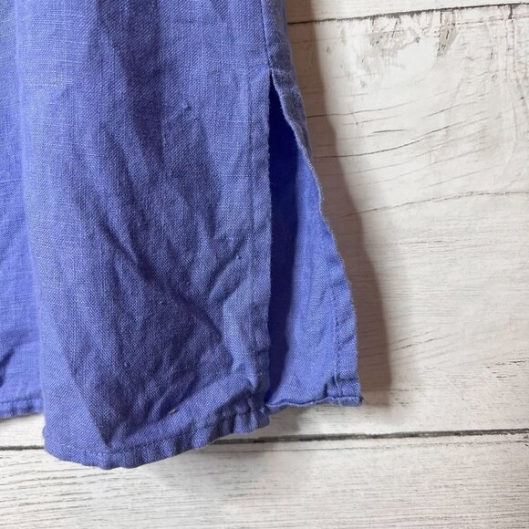 Edward Top Womens SZ 1X Periwinkle 100% Irish Linen Sleeveless Embroidered Beach - Picture 5 of 15